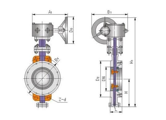 蝶阀d373h-16c  dn80对夹式硬密封